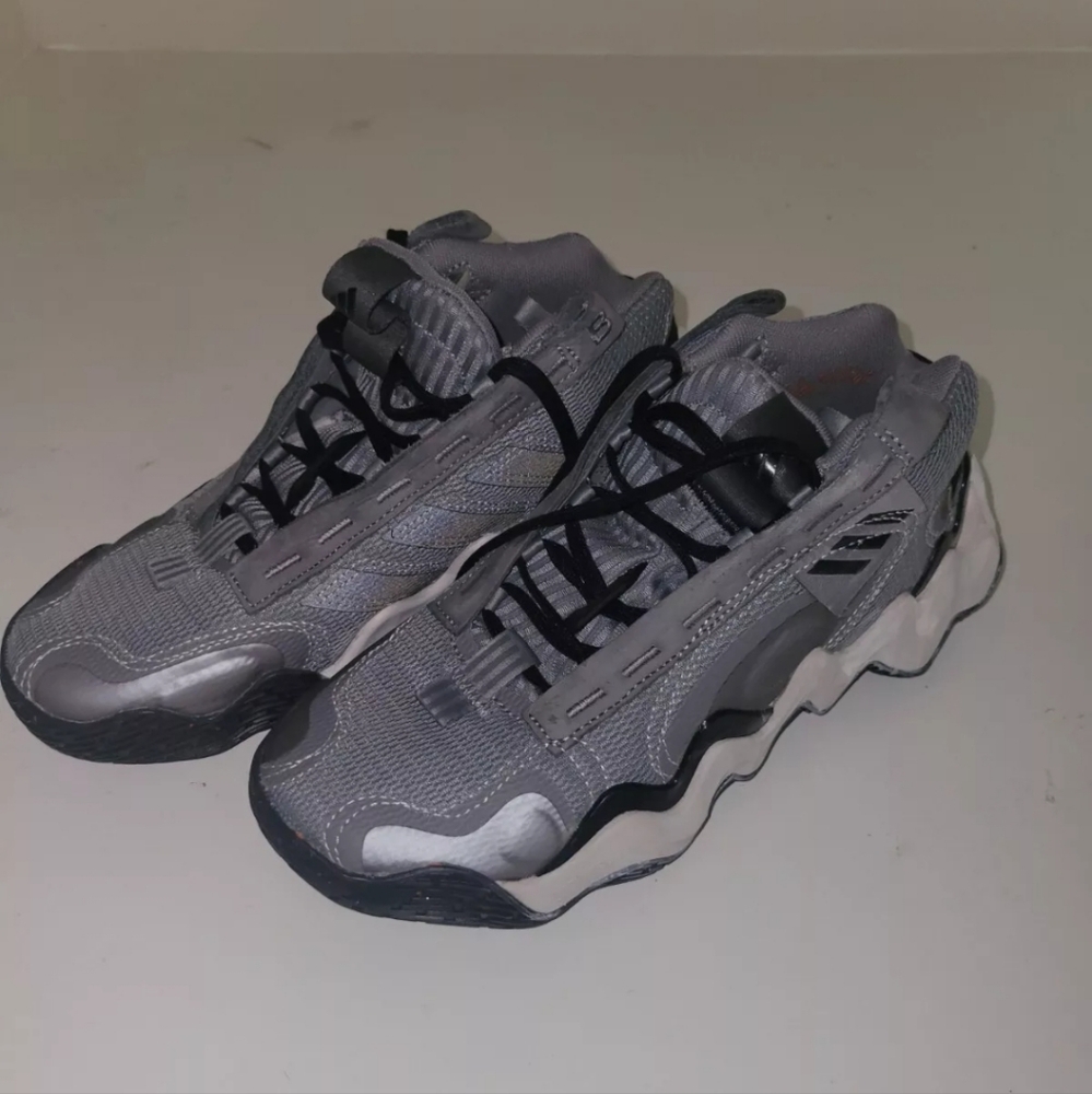 ADIDAS WOMENS EXHIBIT B MID TOP BASKETBALL SHOES GREY BLACK WHITE SIZE 7.5